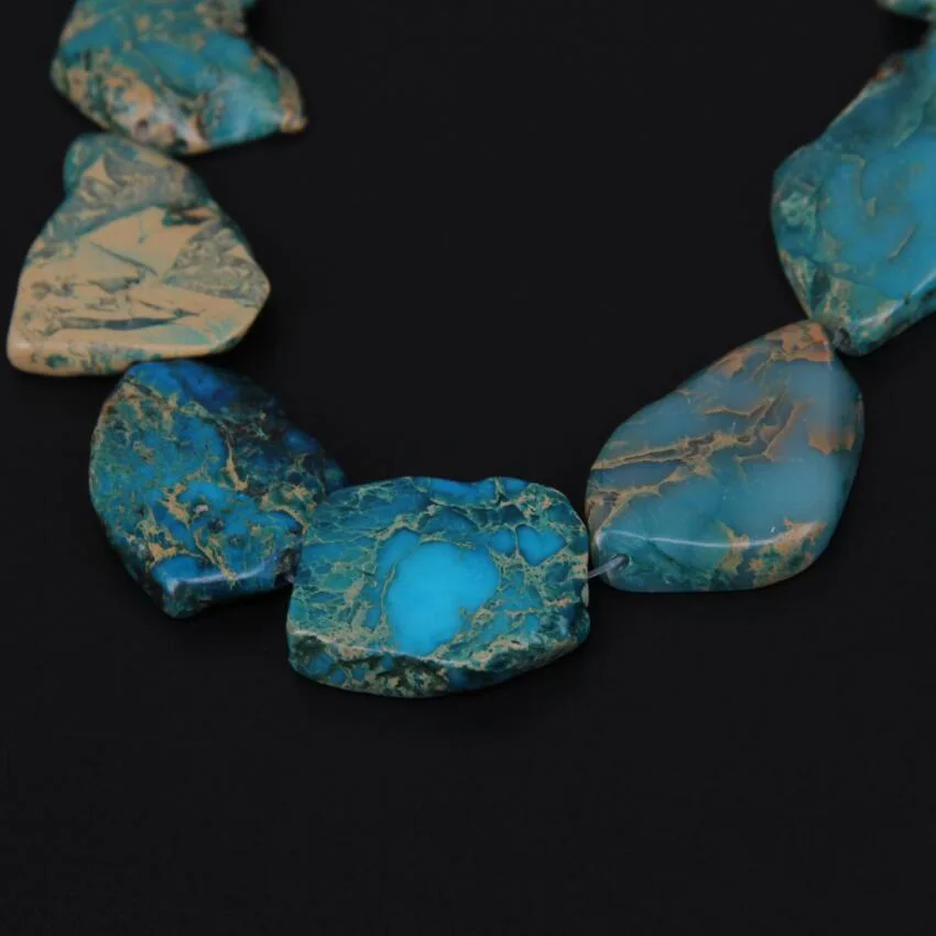 Синий Змеиный камень с отверстиями в центре свободные бусины рельефная нить