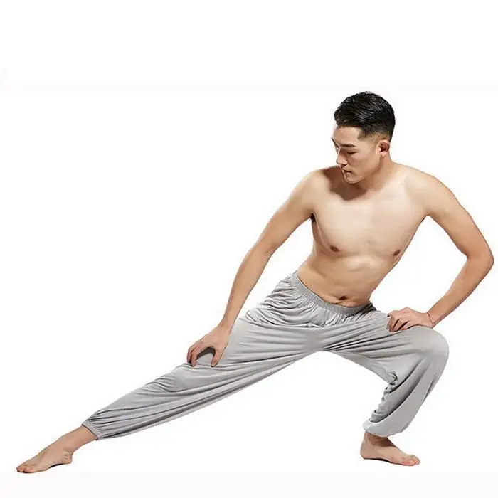 Мужские штаны для йоги Kung FuTai Chi, мягкие, плоские, эластичные, одноцветное, из модала, удобные, цветные штаны для йоги, пилатеса, бега