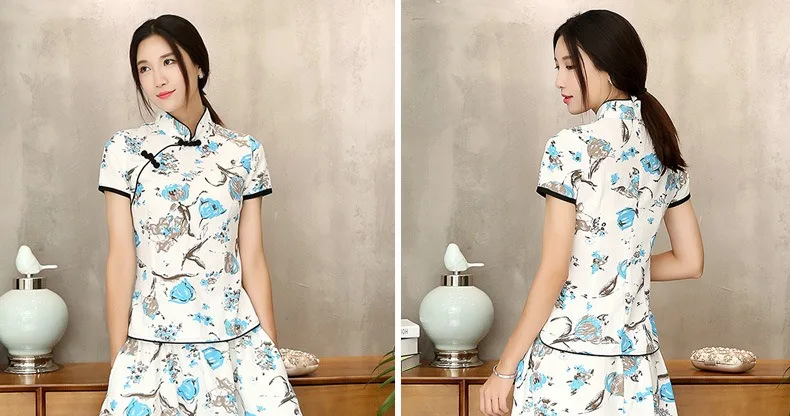 Шанхай история смесь льняной Китайский традиционный Топ Qipao рубашка для Женский Чонсам стильная рубашка китайская Блузка для дам