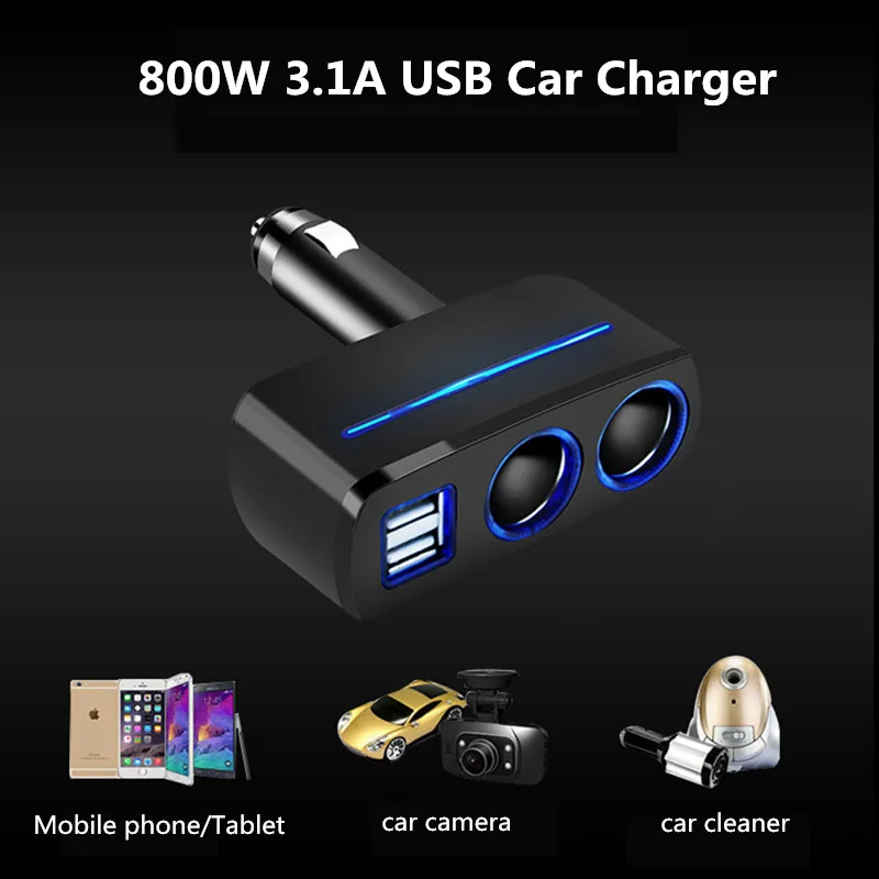 3.1A двойной Переходник USB для зарядки в машине 12-24V Быстрая зарядка LED зарядное