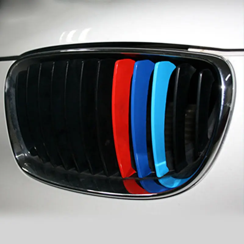 

3Pcs Car Styling Red Blue and Deep Blue Grille Sticker For BMW X1 X5 X6 X4 320 Z4 525 740 M3 M5 M6 E46 E39 Car Decoration