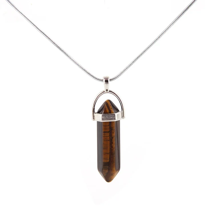 2015 тигровый глаз кварца ТОЧКА ожерелье кулон из стерлингового серебра провод
