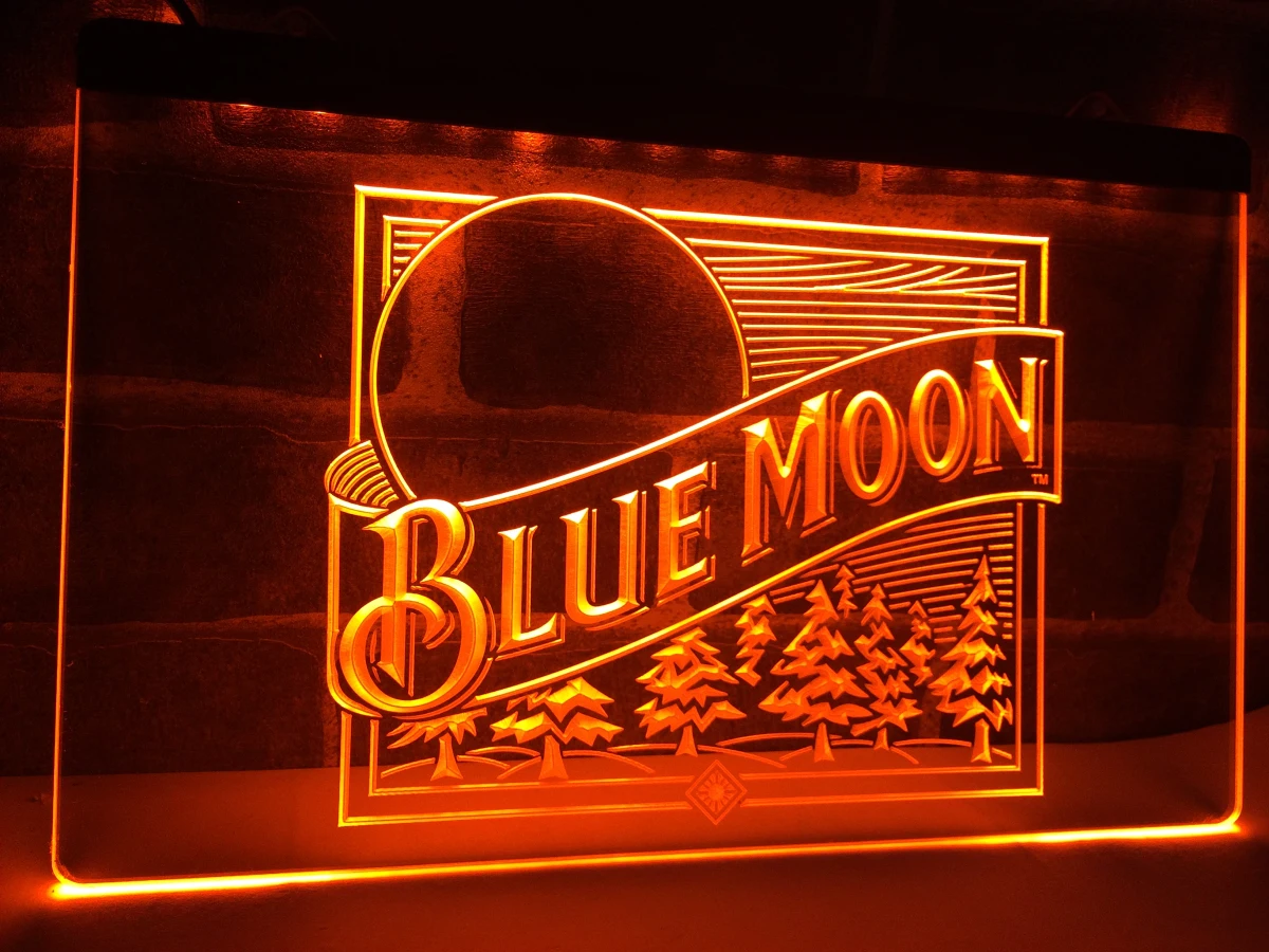 LE167 синяя Луна пивной бар Бар Паб логотип светодиодный неосветильник свет
