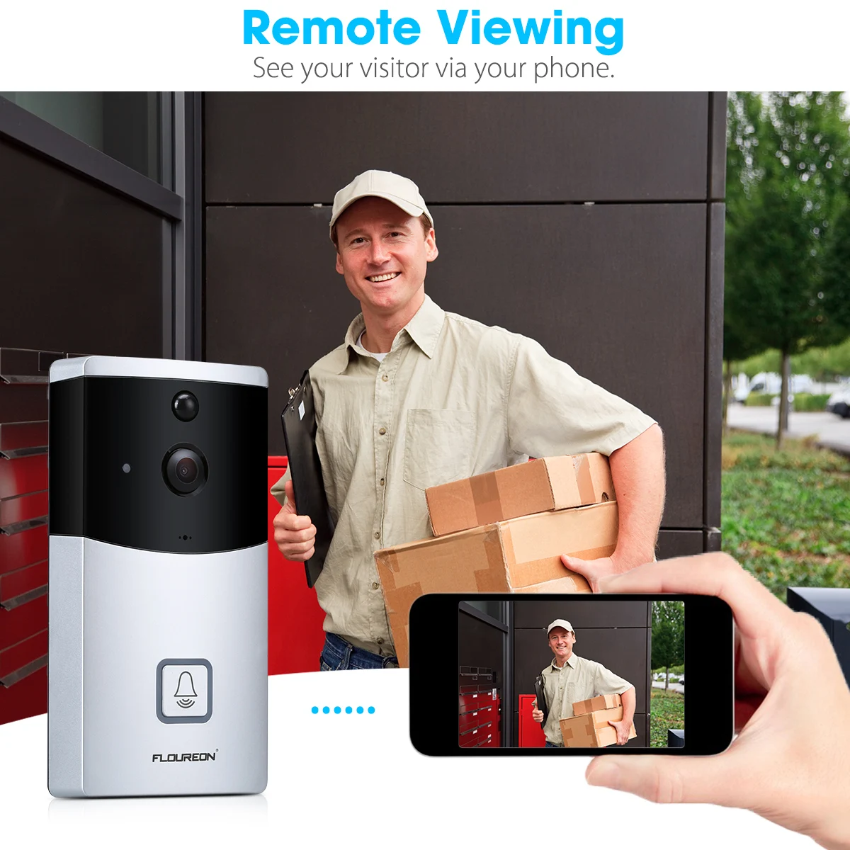 Floureon wifi дверной звонок IP65 водонепроницаемая умная видеокамера на дверь 720 P Беспроводная домофонная сигнализация IR ночного видения PIR Обнаружение движения