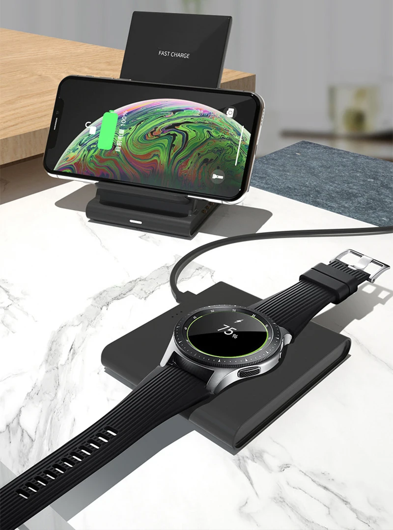 10 шт./Лот Быстрая Беспроводная зарядка для Samsung Galaxy Watch active Buds Gear S2 S3 S4 Sport iPhone 8 XR