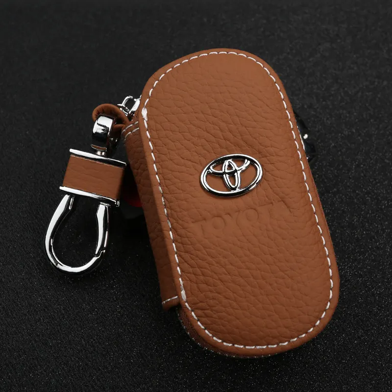 Leather Fob Case For Toyota RAV4 Camry Highlander Corolla Prado Avensis Yaris Auris Car Key Shell With Logo | Автомобили и