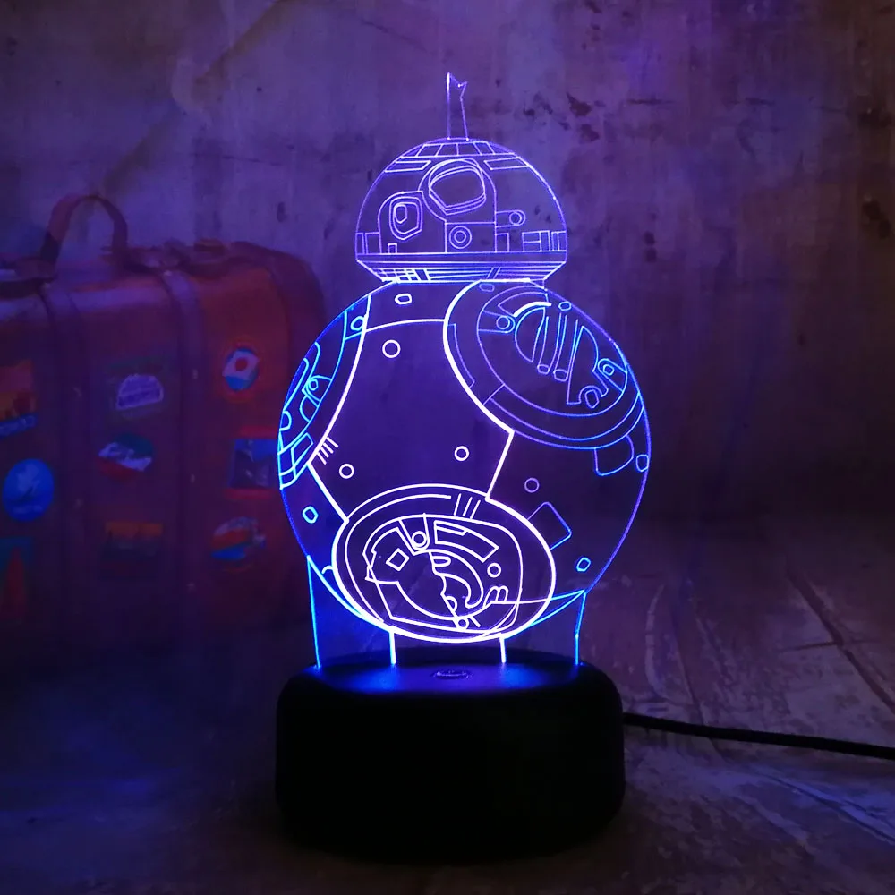 Новинка Звездные войны BB 8 3D LED RGB смешанный двойной цвет ночник светильник