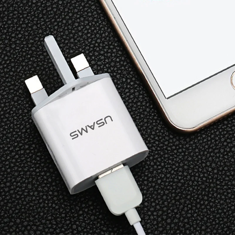 USAMS USB зарядное устройство 5 В/2 4 А для мобильного телефона iPhone samsung 2 порта EU/UK вилка