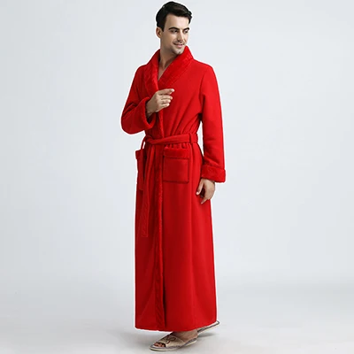 Men Red Женский термальный роскошный толстый флисовый очень длинный банный халат зимний сексуальный меховой Халат теплый фланелевый Халат для подружки невесты - Цвет: Men Red