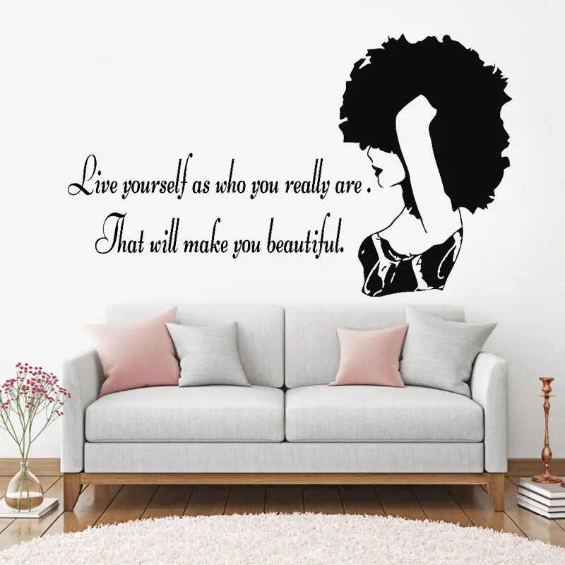 

Tribal African Woman Decal Beauty Quote Beautiful Afro Girl Home Decor Wall Art Sticker Interior Mural Wallpaper Removable 3238