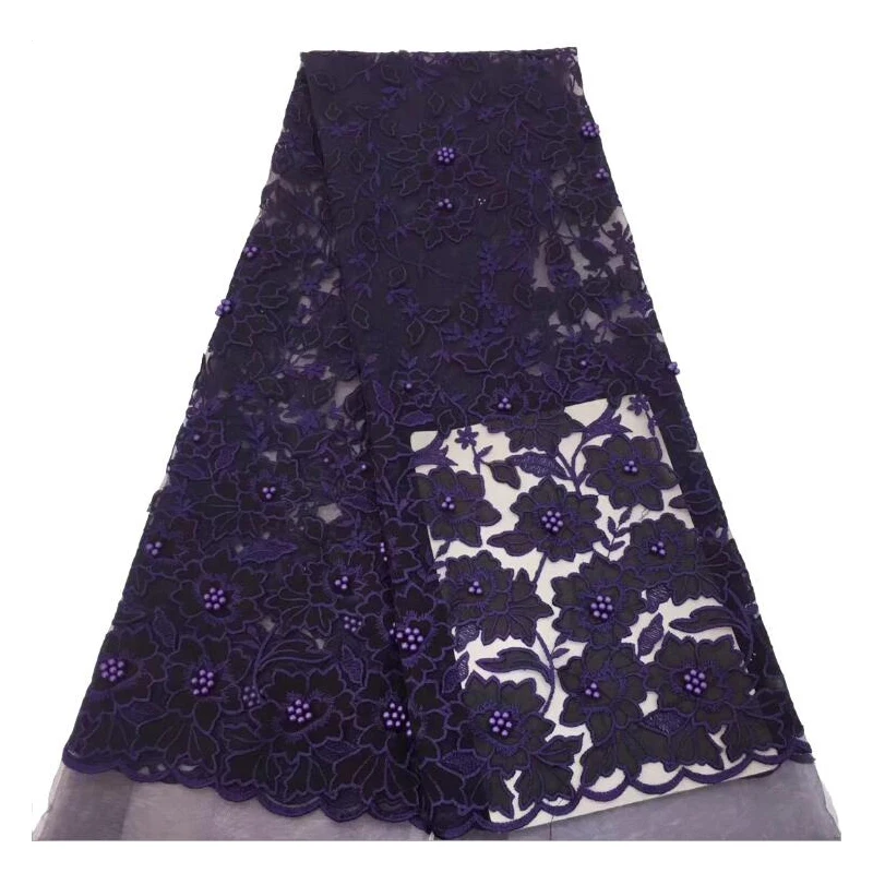Me-dusa Hollow flower bead High quality fashion dress African tulle lace french wedding fabric 2019 newest 5yards/pcs | Аксессуары для
