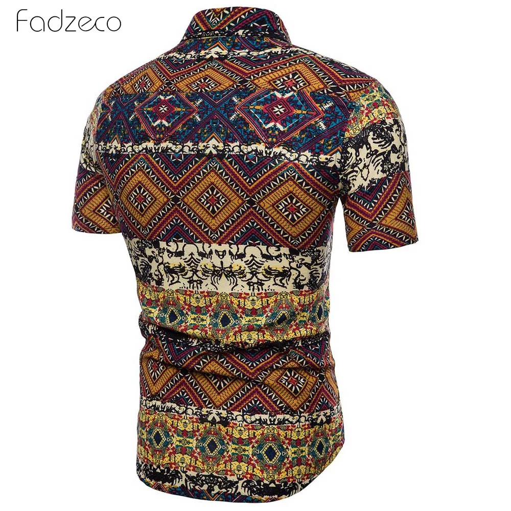 Fadzeco африканская Мужская рубашка большого размера с отворотом и коротким рукавом