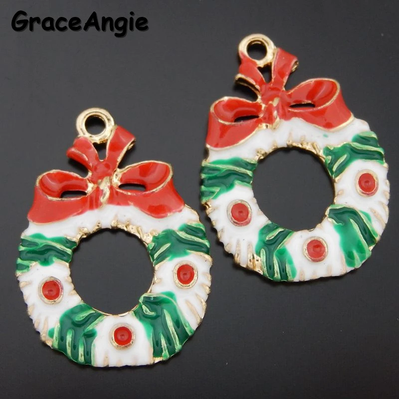 Graceangie 10 шт. Рождество венок Стиль эмаль цинковый сплав Jewelry Цепочки и ожерелья