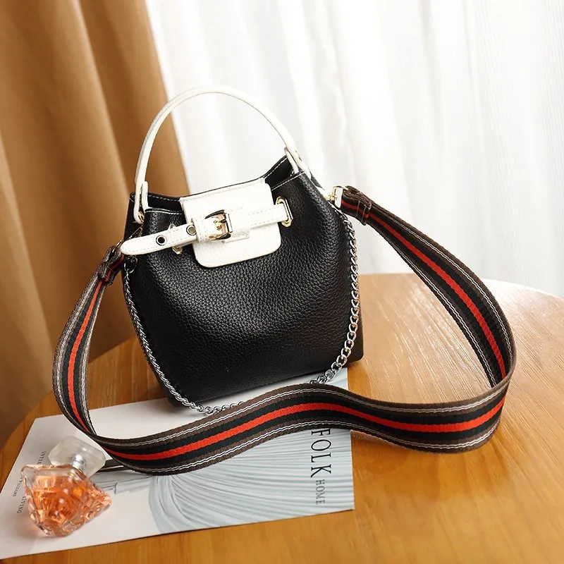 Black Handbag LIKETHIS, модная женская сумка через плечо из двух частей, широкий плечевой ремень, сумка на плечо из искусственной кожи, маленькие повседневные сумки-мессенджеры - Цвет: Black Handbag