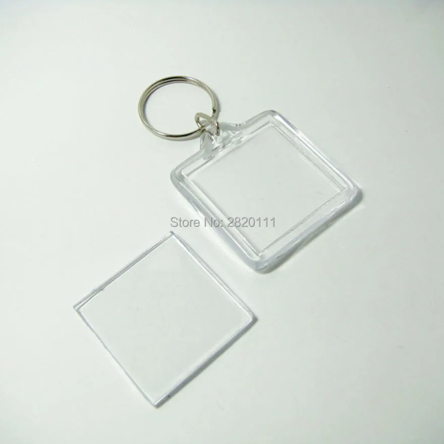 Оптовая продажа 100 шт. пустые акриловые квадратные фото брелоки для фоторамки