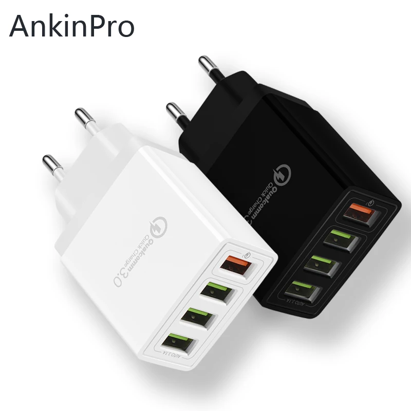 Зарядное устройство USB 4 порта Quick Charge 3 0 для samsung iPhone XiaoMi настенный мобильный