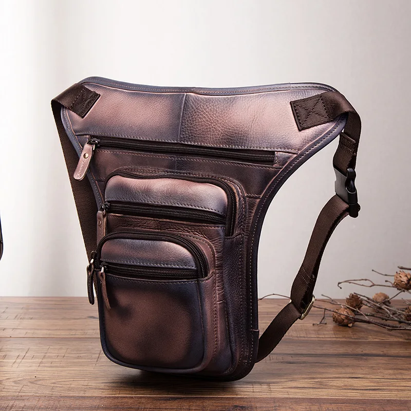 Поясная Сумка из воловьей кожи для мужчин мотоциклетная сумочка на бедро