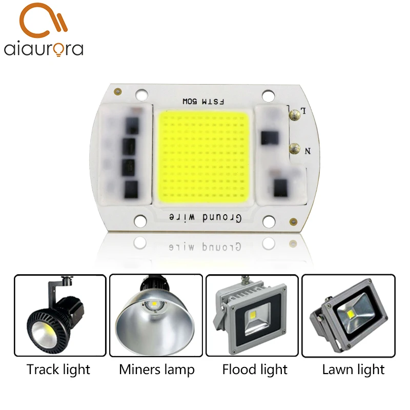 1 шт. Светодиодная лампа Cob Чип бобы AC 220V SMD умная ИС (интеграционная схема) 20 Вт 30 50