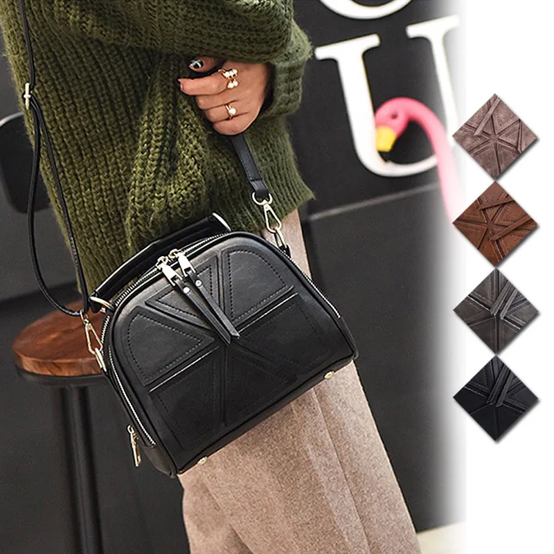 Модная женская сумка однотонная кожаная комбинированная мессенджер на молнии