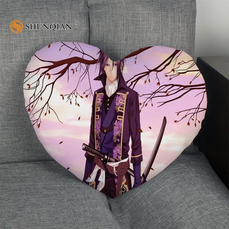

Custom Pillowcase Cover Hakuouki Heart Shape zipper Pillow Cover Best Gift Size 41x36cm,47x42cm