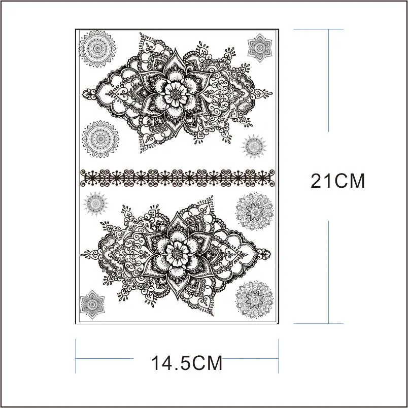 # BH 17 временная татуировка Мандала с черной хной|body stickers|henna temporary tattoosblack henna tattoo |