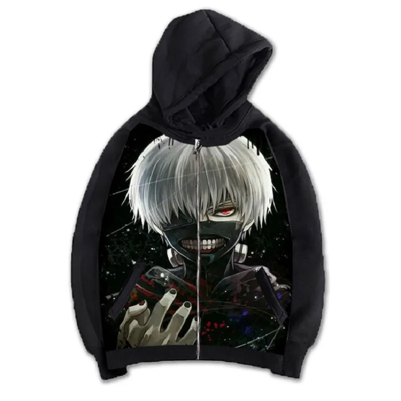 

High-Q Unisex Anime Cos Tokyo Ghoul kaneki ken Casual Hooded Hoodie Sweatshirts Cardigan