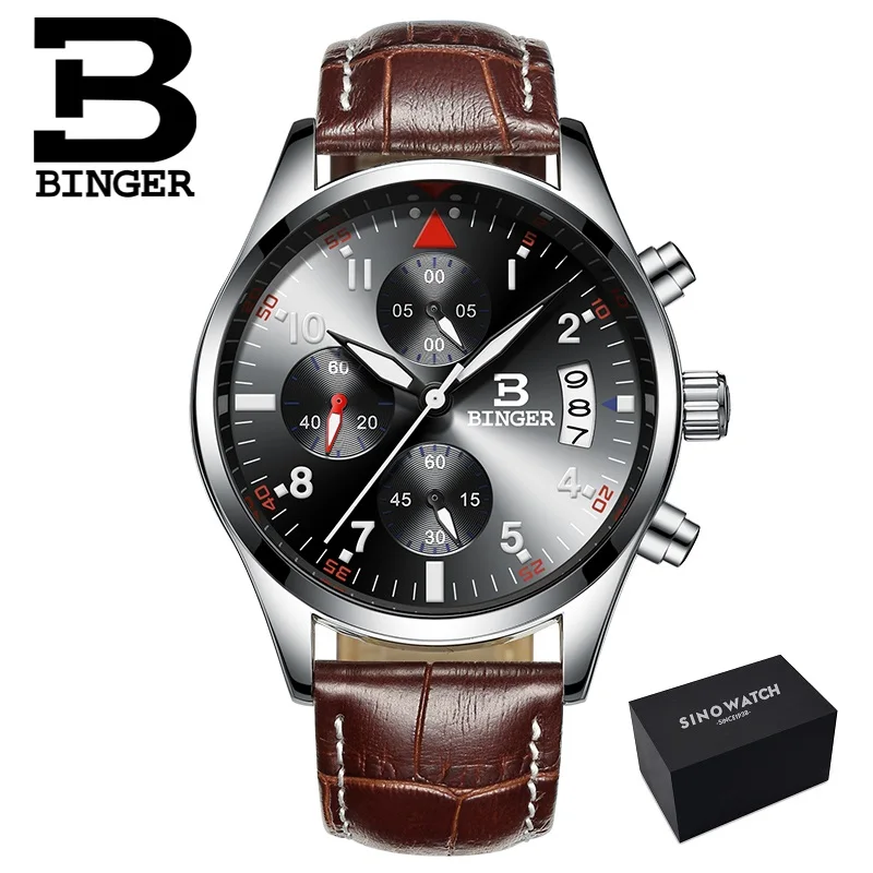 3LCB PLUS-Original Швейцарские BINGER мужские часы люксовый бренд Кварцевые водонепроницаемые полностью из нержавеющей стали хронограф секундомер наручные часы B9202-2 - Цвет: 3LCB PLUS-Original