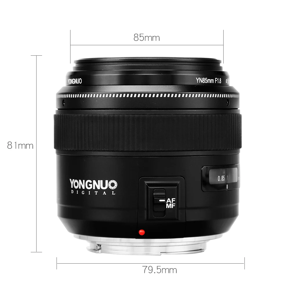 Стандартный Средний телеобъектив YONGNUO yn85 мм f1.8 AF/MF объектив с фиксированным