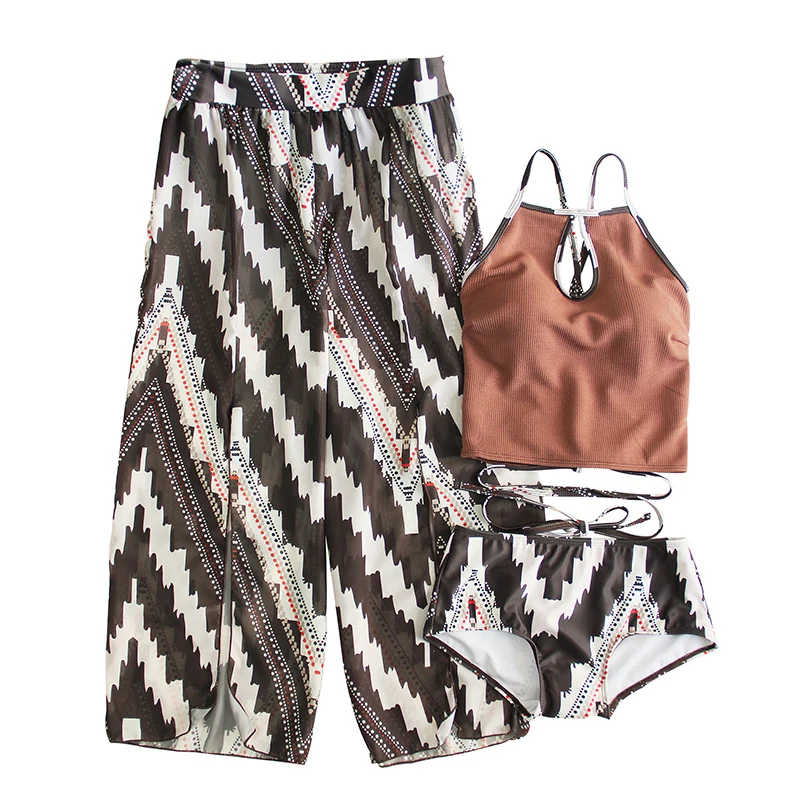 2018 Акция женские купальные брюки консервативный раздельный Комплект из трех