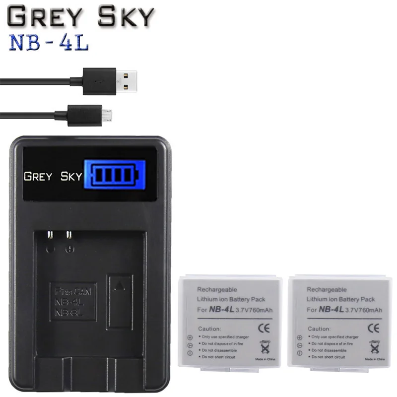 Charger and 2battery NB-4L NB 4L NB4L литий-ионных батарей+ ЖК-дисплей USB Зарядное устройство для Цифрового Фотоаппарата Canon IXUS 60 65 80 75 100 I20 110 115 120 130 117 220 225 - Цвет: Charger and 2battery