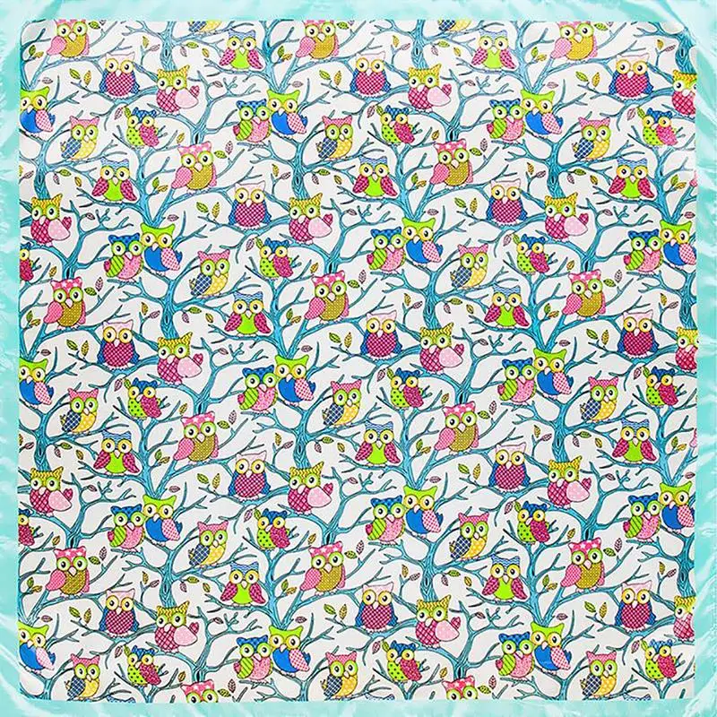 Women Scarf Luxury Brand Owl Tree Print Hijab Silk Satin Shawls Foulard Square Head Scarves Wraps For Ladies 90x90CM |