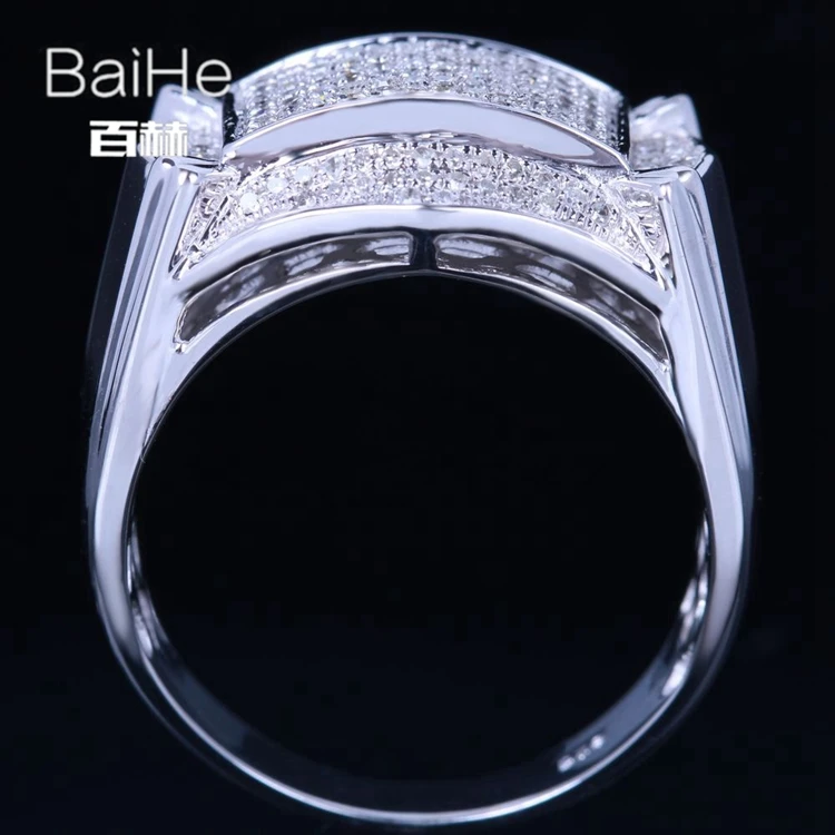 BAIHE Solid 14 K белое золото(AU585) 0.55CT сертифицированное H/SI круглое ограненное натуральными бриллиантами свадебное мужское повседневное/Спортивное кольцо