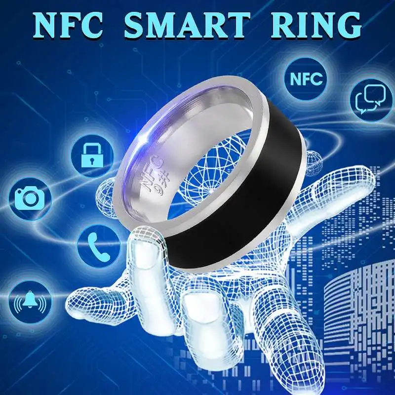 Титановая сталь 7-12 ярдов Два чипа черный NFC смарт-кольцо мобильный телефон разблокировка водонепроницаемый Touchs разблокировка Здоровья защитные кольца