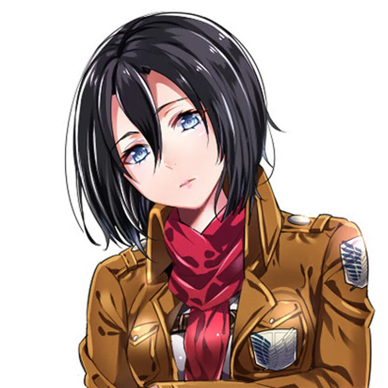Attackon Titan Mikasa Ackerman Аниме Костюм для косплея прямой парик 35 см черный жаростойкий