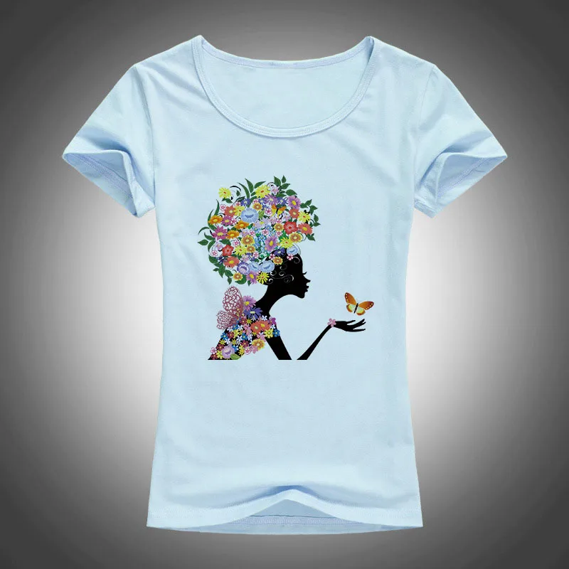 2017 эластичная хлопковая футболка женская с цветочным принтом для девочек