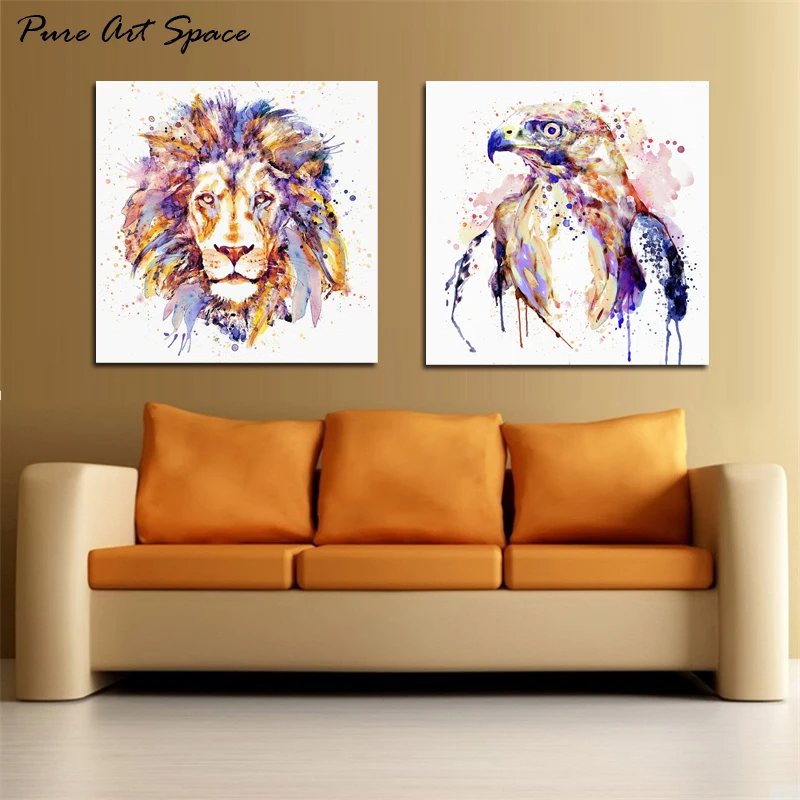 Поп-арт Лев рисунок на холсте абстрактная картина льва олень Орел акварельные