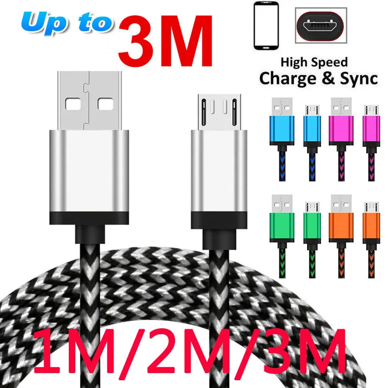 Micro USB кабель 2A Быстрая зарядка для передачи данных Samsung Xiaomi Tablet Android зарядный шнур