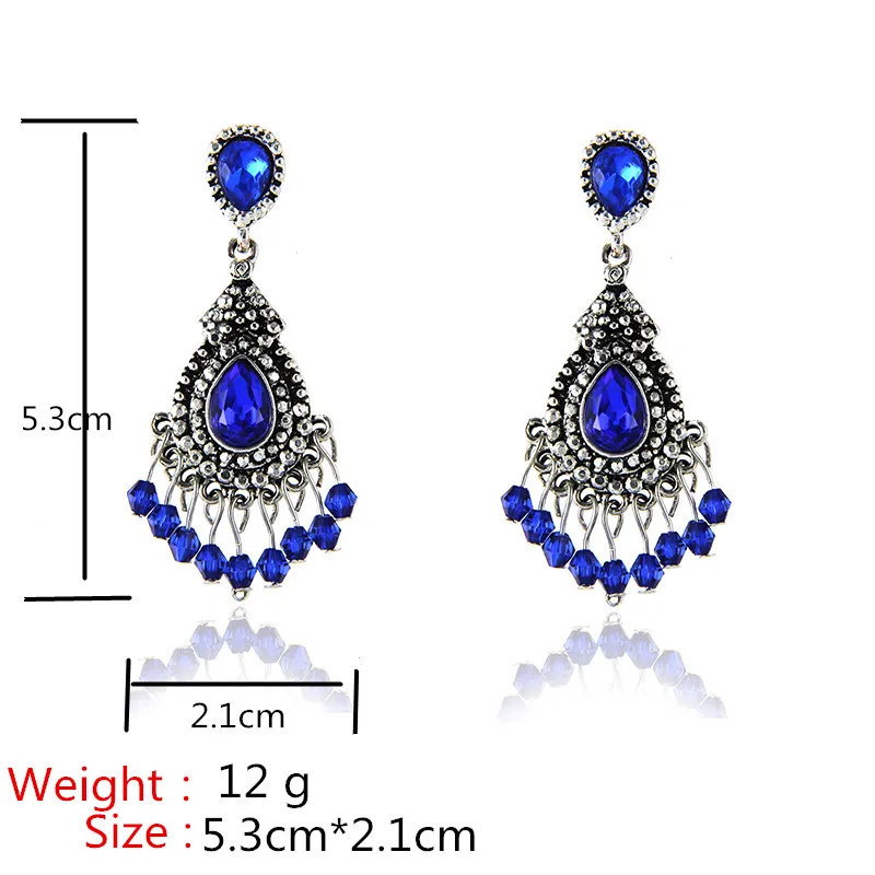 Длинные серьги в виде люстры синего/серебряного цвета для женщин свадебные