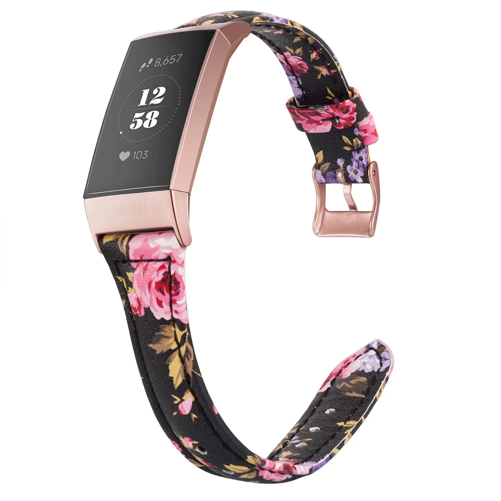 F3C4SPBlackPink Toyouths замена ремешок для Fitbit Charge 3 полосы тонкие кожаные ремни Группа Смарт-часы для фитнеса для Fitbit заряд 3 - Цвет ремешка: F3C4SPBlackPink