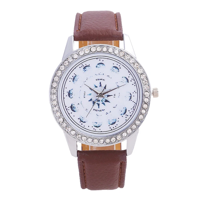 Лидер продаж женские часы Алмазы цветок указатель циферблат сплошной цвет