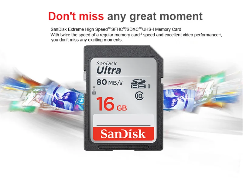 SanDisk SD карта 16 ГБ 32 ГБ 64 Гб 128 ГБ 256 Гб карта памяти 80 МБ/s-95MB/с для Canon Nikon SLR Камера Съемки 4K видео