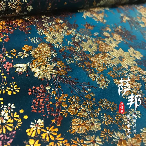 Ha Qing Красные золотые цветы, атласная ткань, имитирующая шелковую парчовая ткань, дамасский жаккард, одежда, обивка костюма, мебель tissu 72*50 см - Цвет: Ha Qing