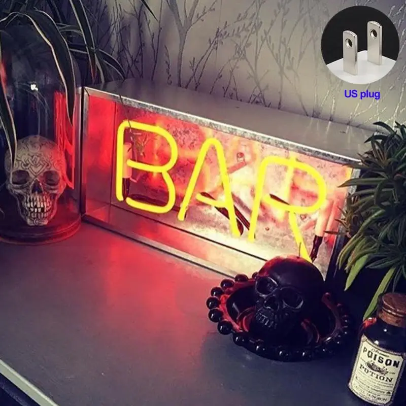 Настольная неоновая лампа Lounge Welcome Bar Hello Kisses желтый/розовый свет для помещений