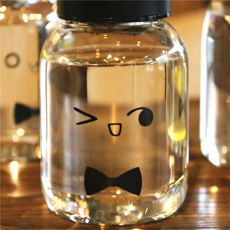 Real Cute Transparent Heat-resistant Glass Simple Small Water Bottle Portable Direct Drinking Applicable With Rope Brief | Дом и сад