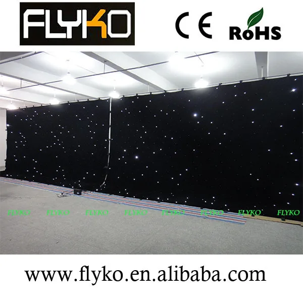 Бесплатная доставка белая светодиодная занавеска со звездами черная ткань