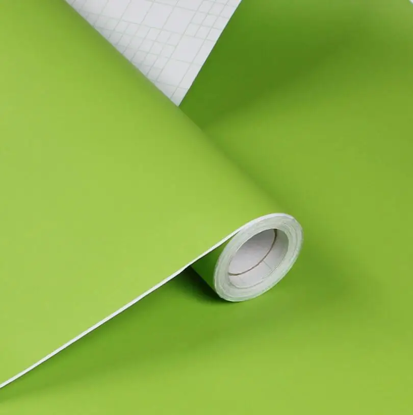 Green Самоклеющиеся однотонные из ПВХ обои, водостойкие декоративные пленки, наклейки для ремонта мебели, наклейки для кухонных шкафов - Цвет: Green