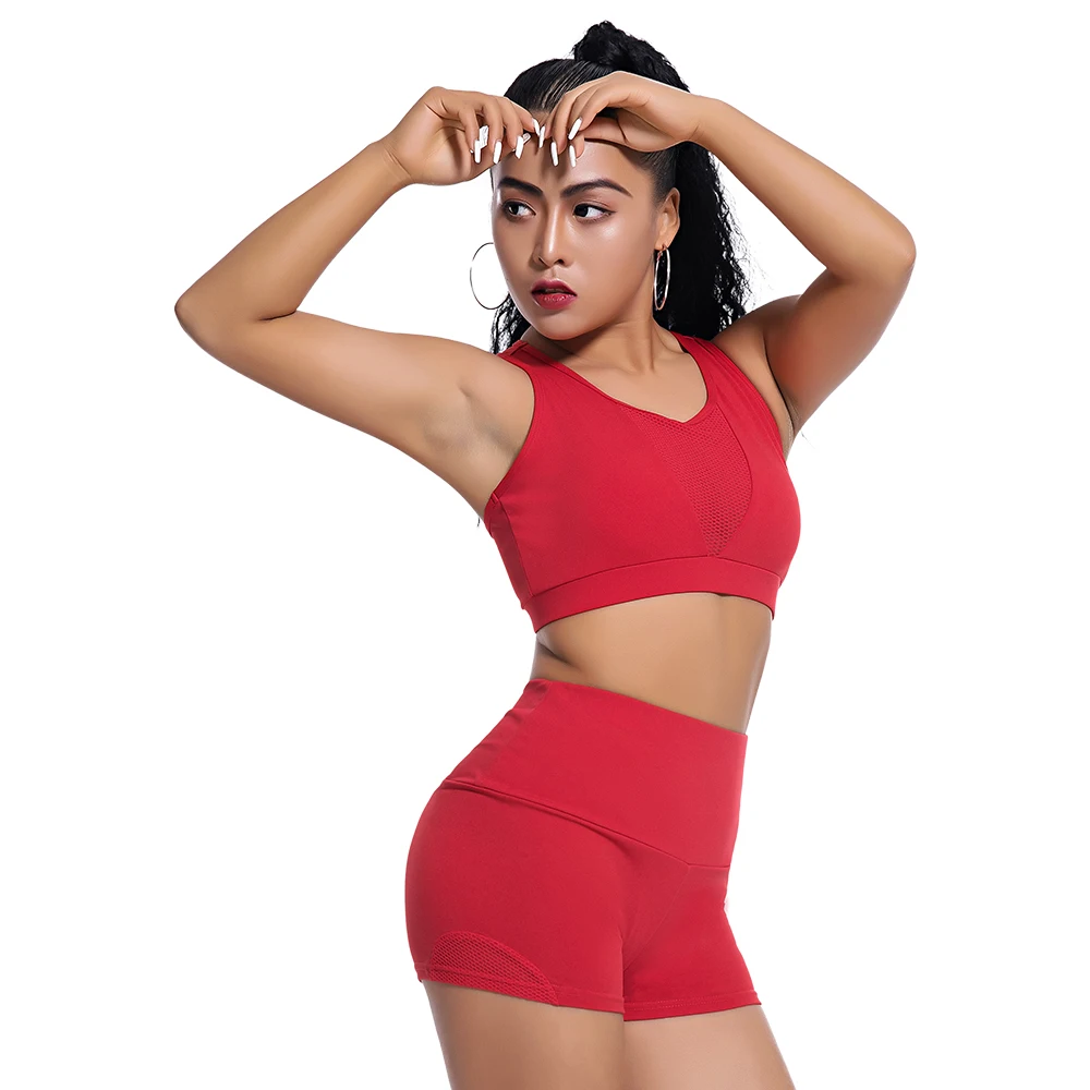 Dragon Fit Elastic Yoga Set Women Two Piece Fitness Push Up Bra+gym Short Quick Dry Sportswear Running Workout Clothes | Спорт и