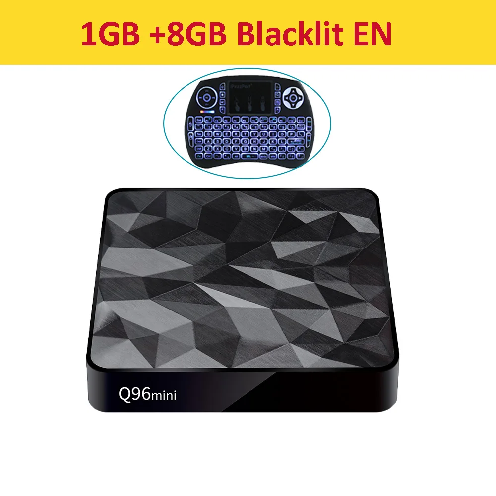 1G 8G Blacklit EN Q96 Мини Смарт ТВ приставка Amlogic S905W 2,4G WiFi BT4.1 H.265 4K Android 7,1 OS ТВ приставка PK X96MINI - Цвет: 1G 8G Blacklit EN