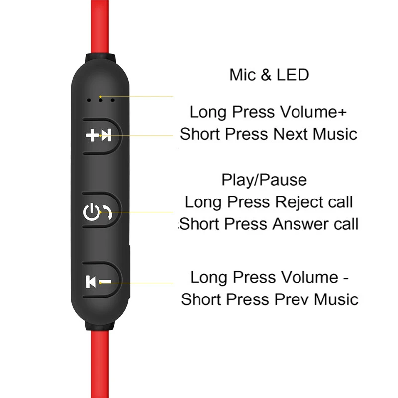 HCQWBING стерео Bluetooth наушники с микрофоном HIFI Беспроводной Магнитная Спорт