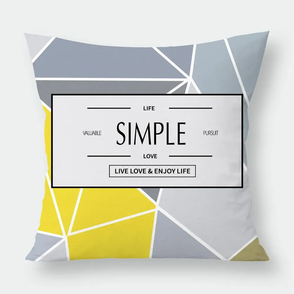 Yellow Grey Geometric Cushion Cover Velvet Pillow Deer Zebra Hello Case For Bedroom Sofa Decoration 45x45cm | Дом и сад